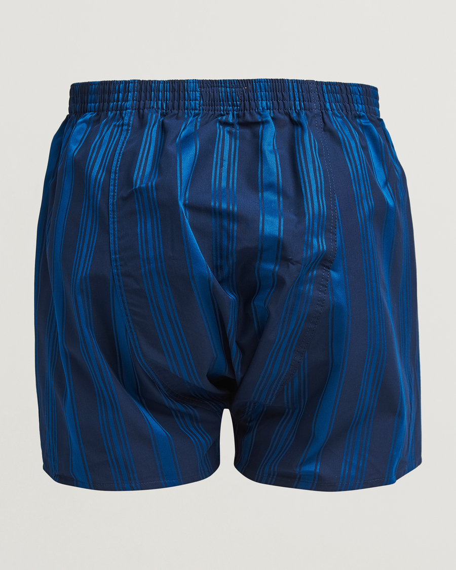 Homme |  | Derek Rose | Classic Fit Woven Cotton Boxer Shorts Navy