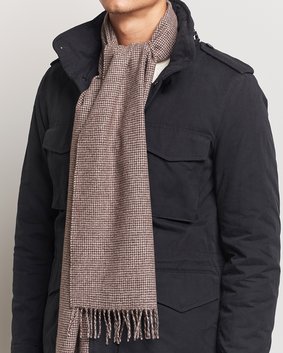 Homme |  | Amanda Christensen | Merino Wool Dogtooth Scarf Beige Melange