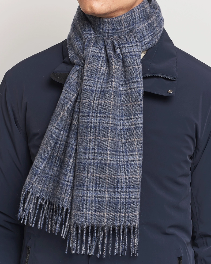 Homme |  | Amanda Christensen | Merino Wool Glencheck Scarf Blue