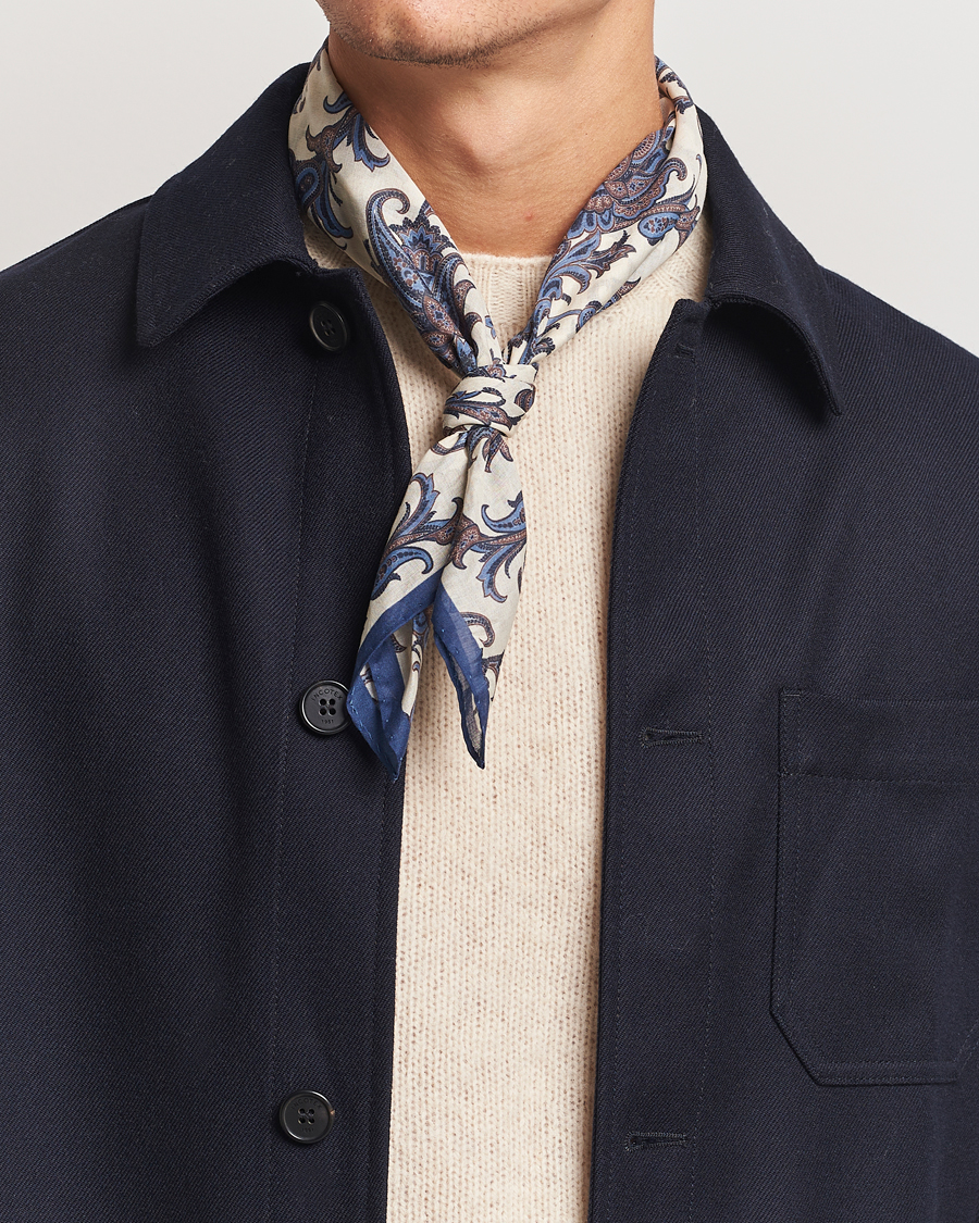 Homme |  | Amanda Christensen | Cotton Voilé Printed Paisley Bandana White