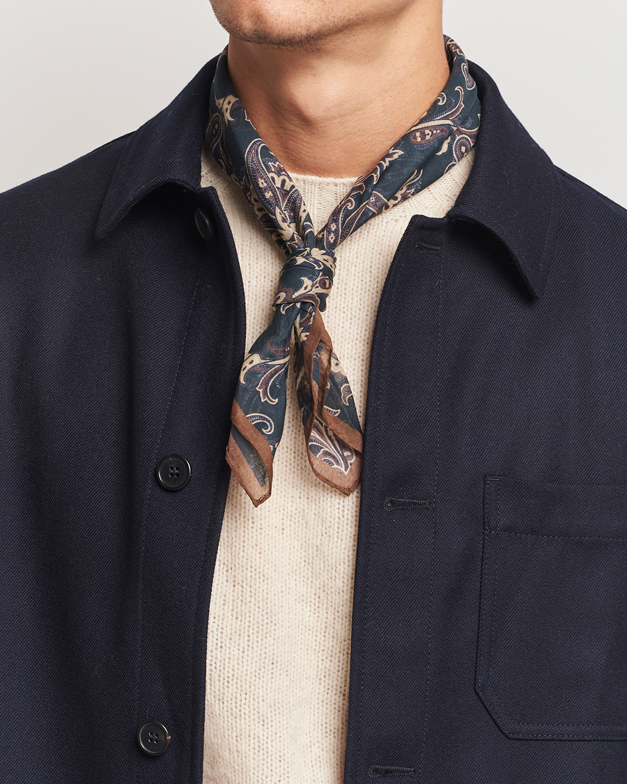 Homme |  | Amanda Christensen | Cotton Voilé Printed Paisley Bandana Black