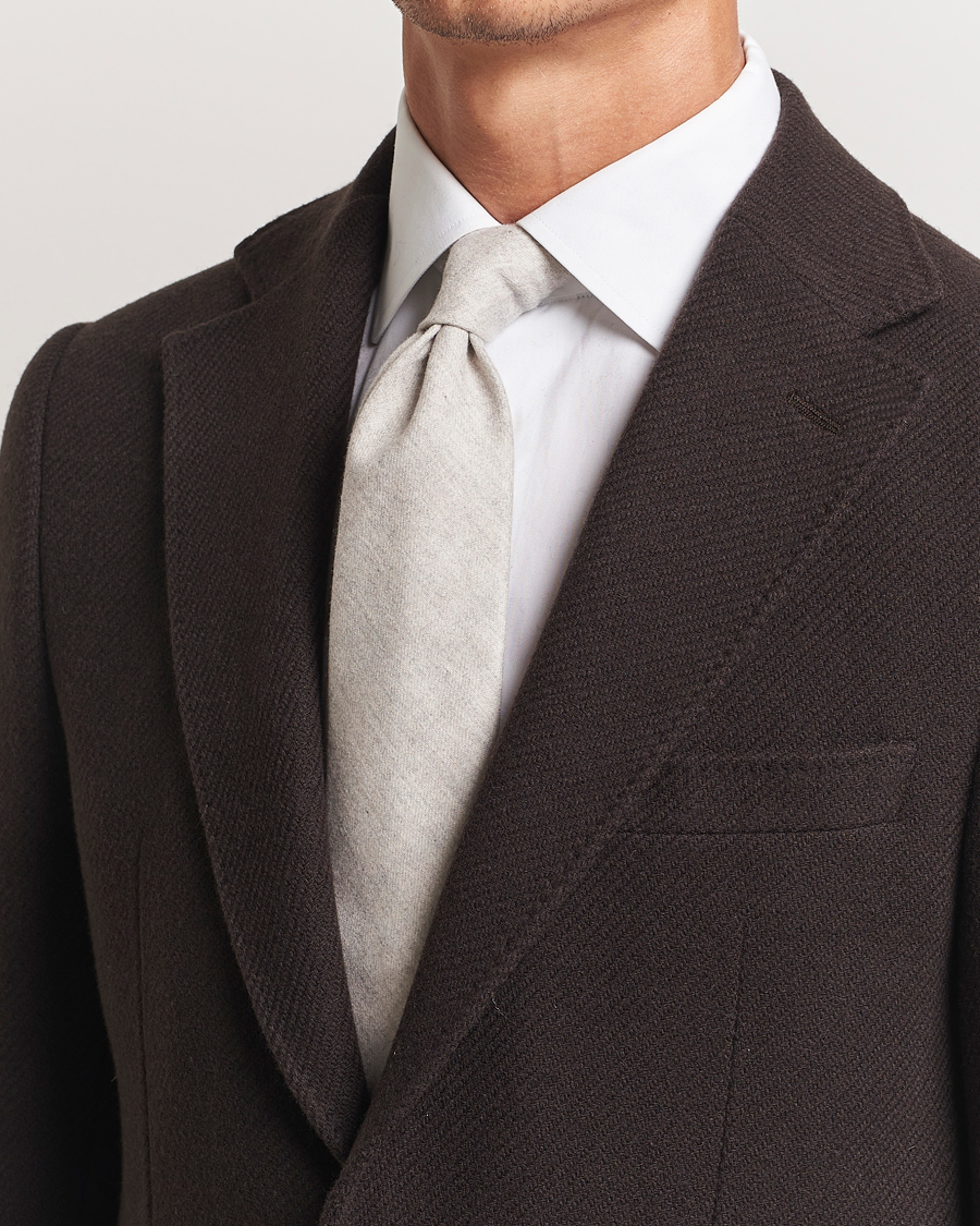 Homme |  | Amanda Christensen | Wool Flannel 8cm Tie Light Beige