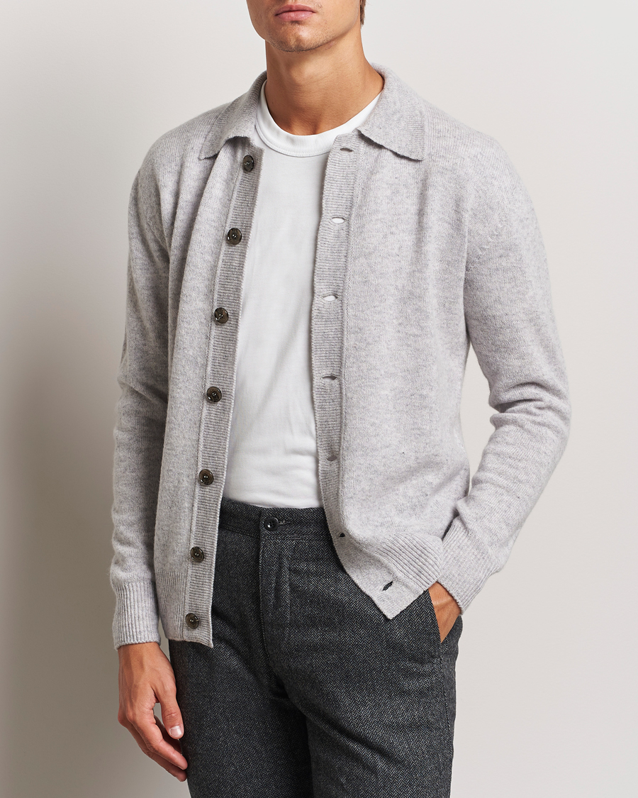 Homme |  | Altea | Shetland Collared Cardigan Light Grey