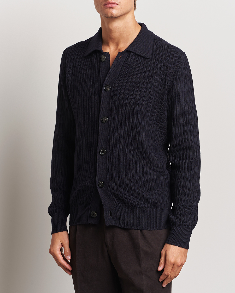 Homme |  | Altea | Rib Wool Cardigan Navy