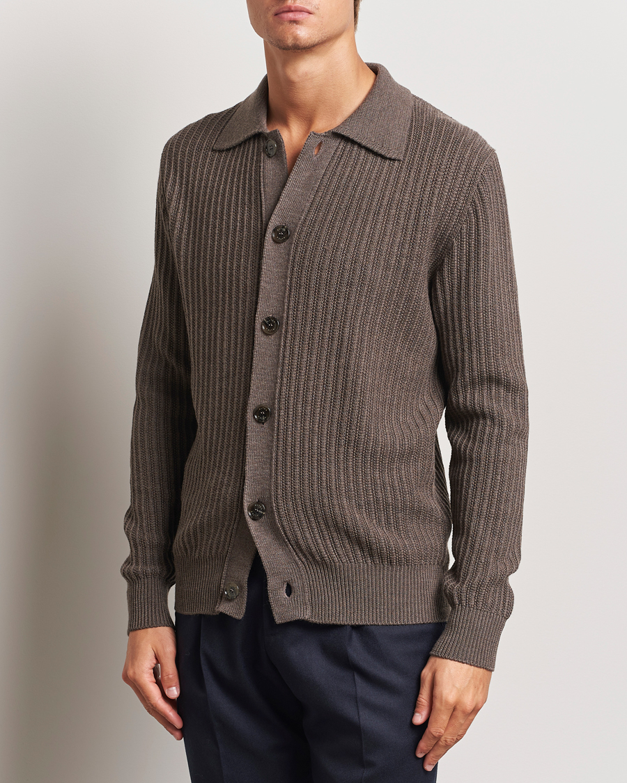 Homme |  | Altea | Rib Wool Cardigan Taupe