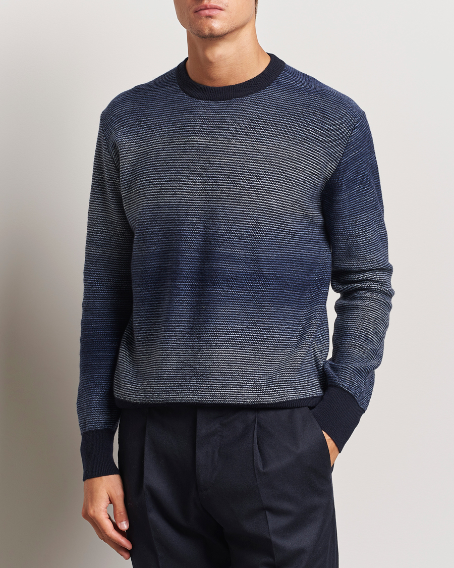 Homme |  | Altea | Jacquard Stripe Sweater Navy