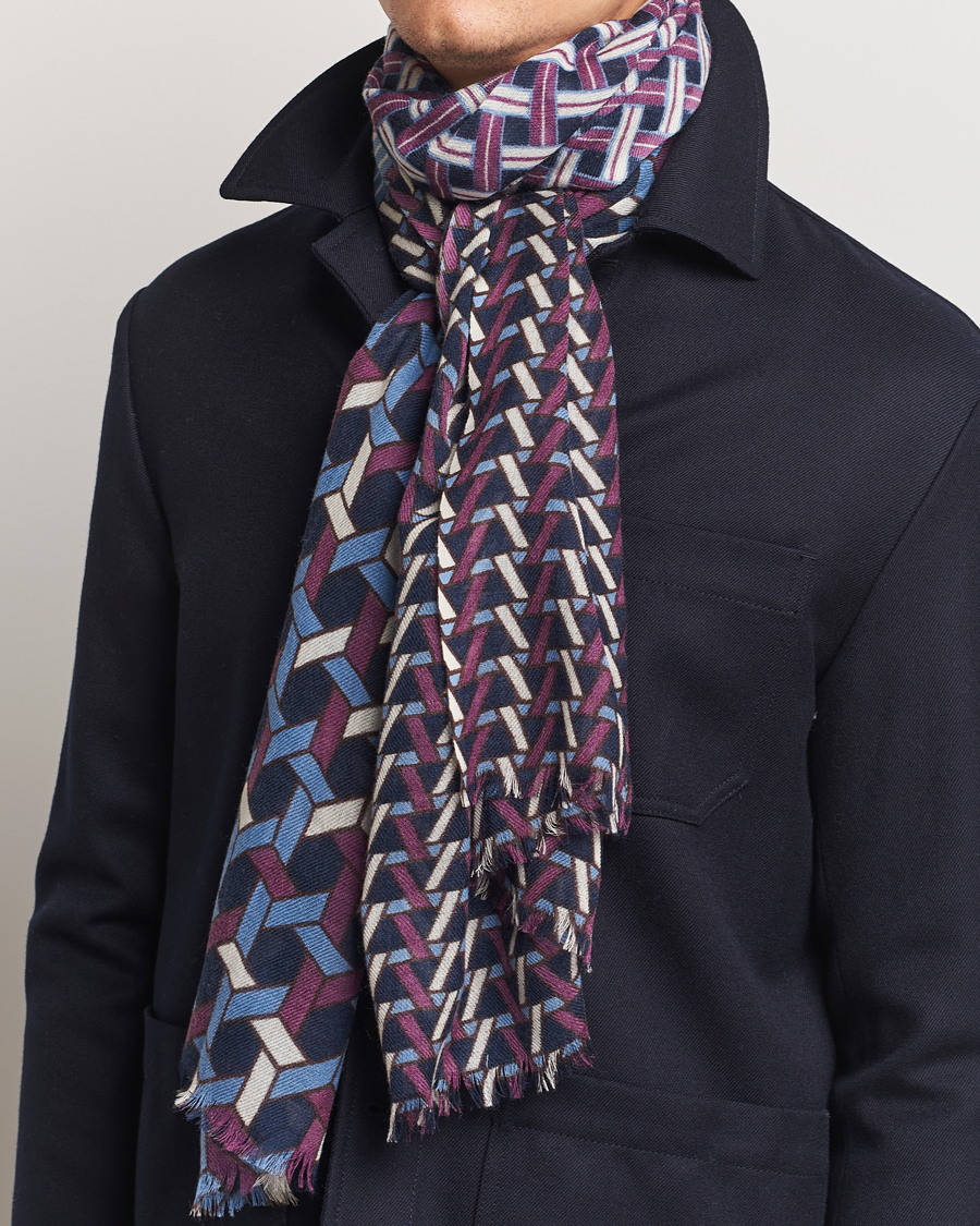 Homme | Accessoires | Altea | Printed Wool Scarf Navy