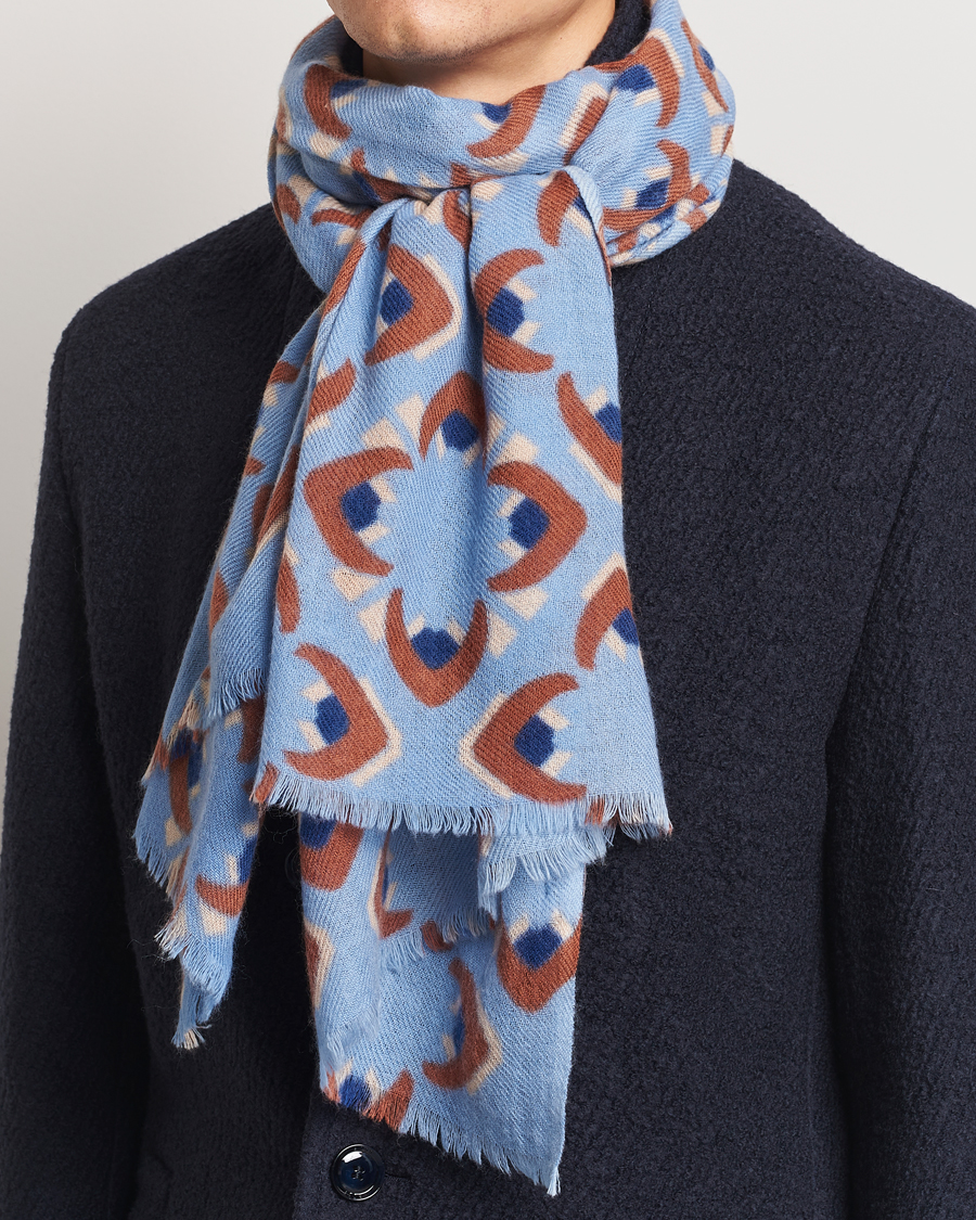 Homme |  | Altea | Printed Wool/Cashmere Scarf Light Blue