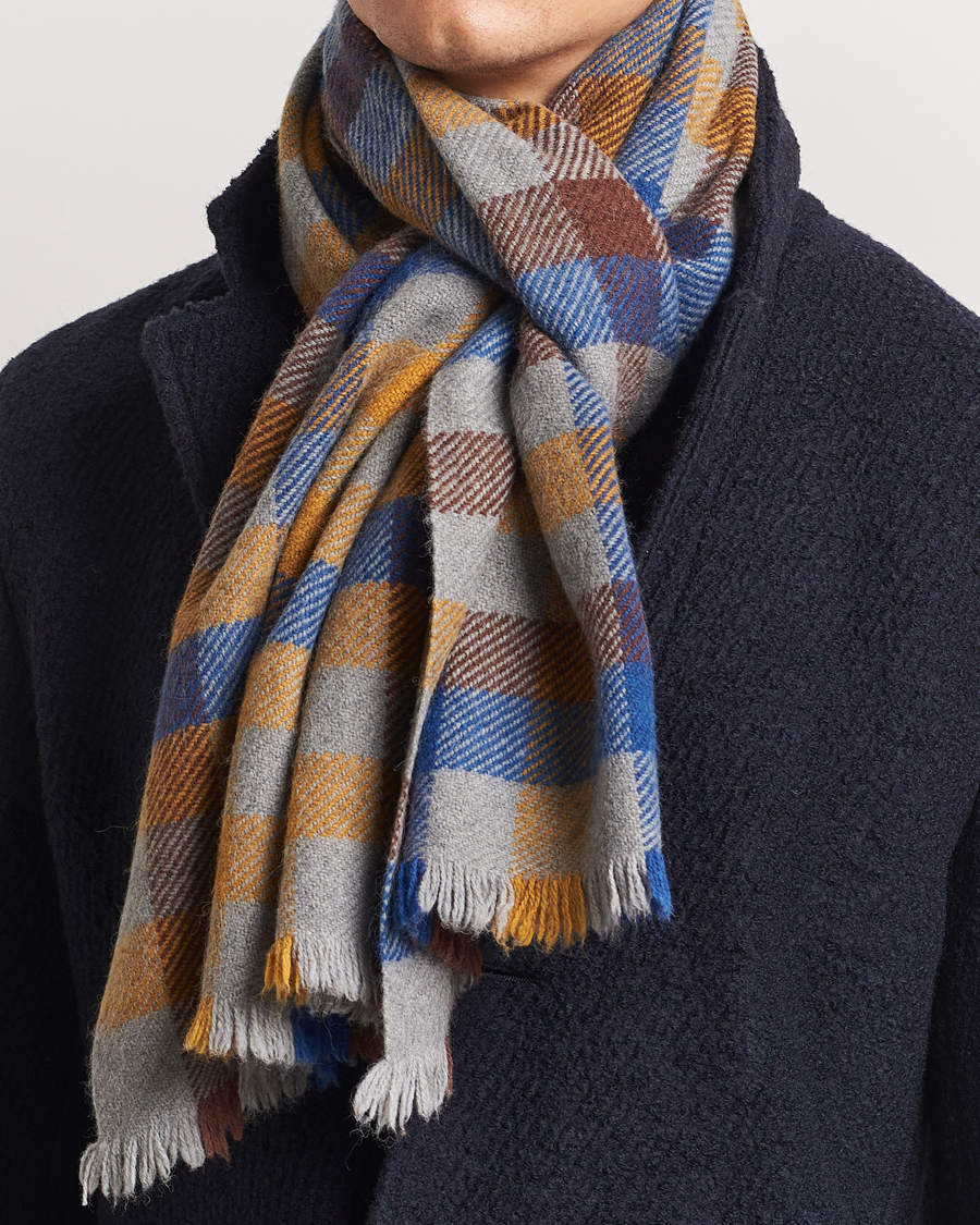 Homme | Accessoires | Altea | Check Wool Scarf Yellow/Beige