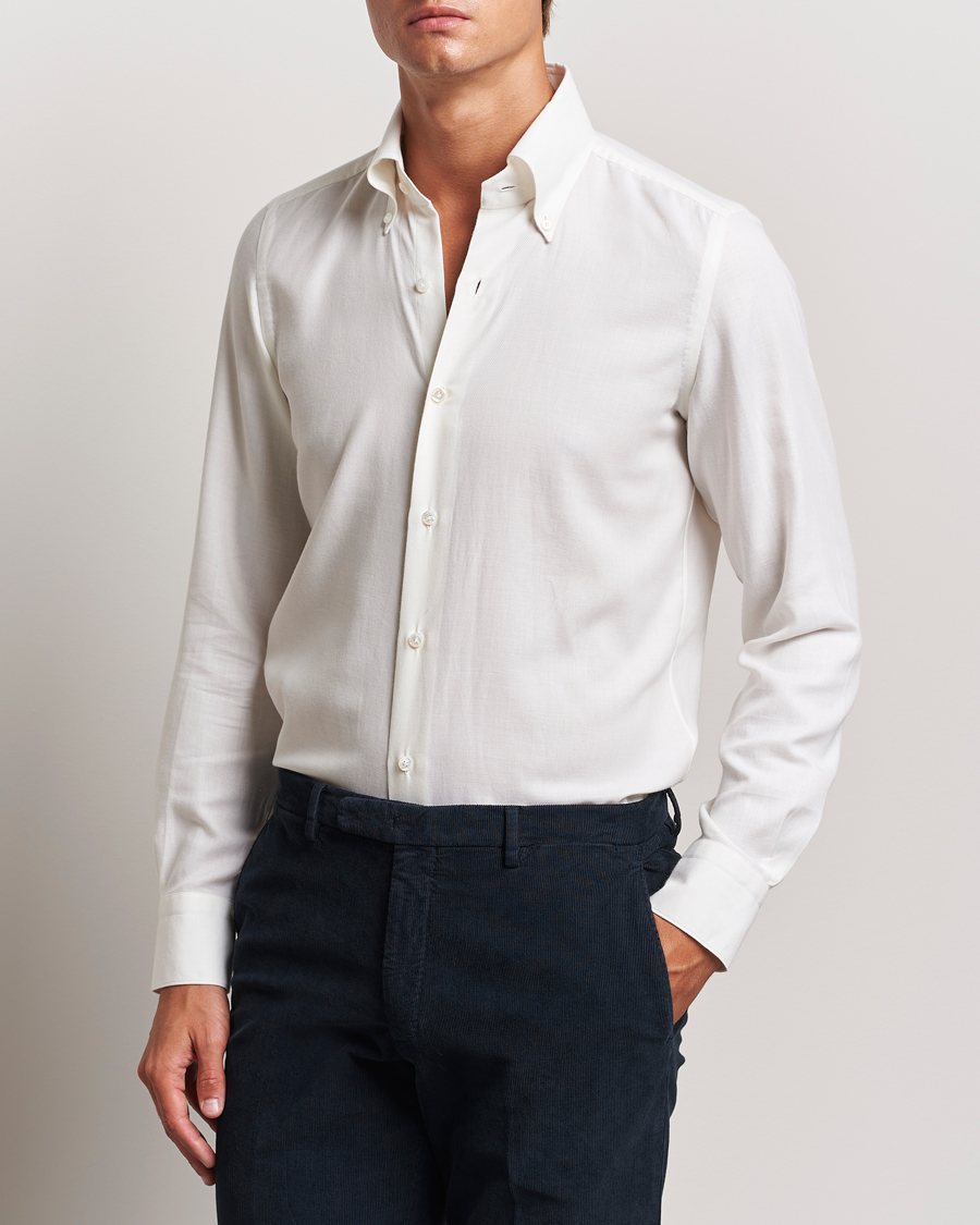 Homme |  | Finamore Napoli | Milano Slim Cashmere BD Shirt White