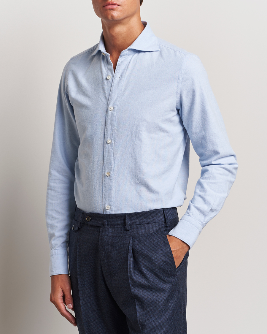 Homme | Chemises | Finamore Napoli | Gaeta Brushed Oxford Shirt Light Blue