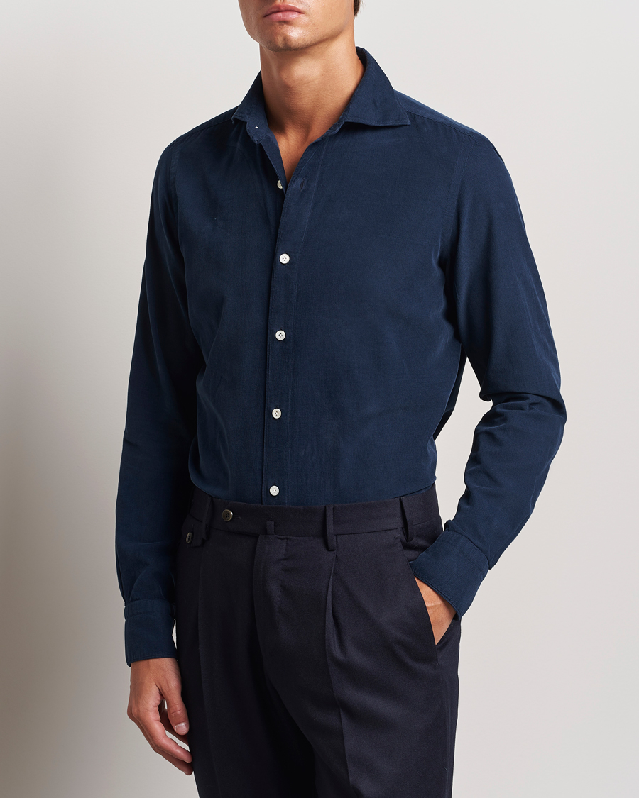 Homme |  | Finamore Napoli | Gaeta Corduroy Shirt Navy