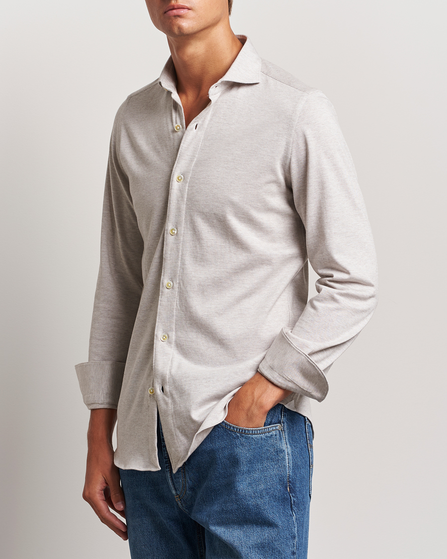 Homme |  | Finamore Napoli | Cotton/Cashmere Jersey Shirt Beige