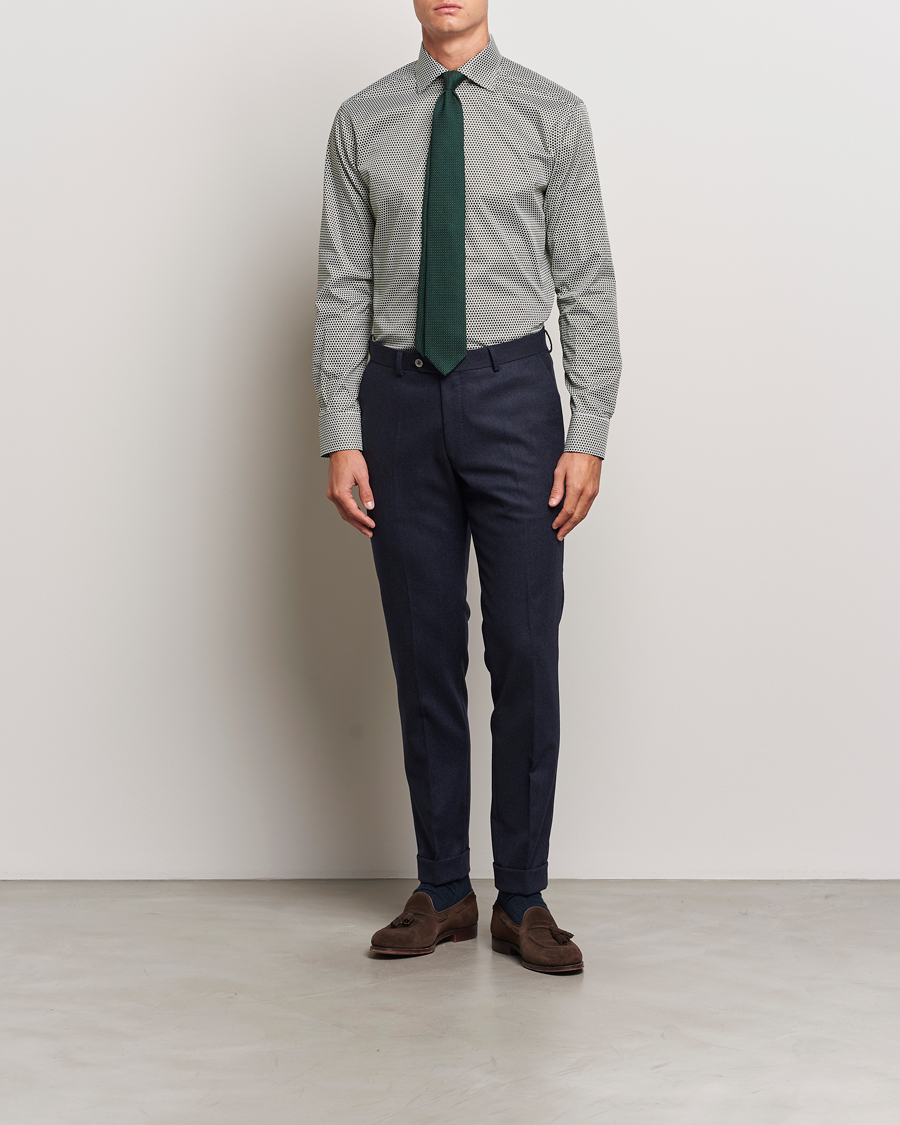 Homme |  | Eton | Slim Fit Signature Twill Printed Shirt Green