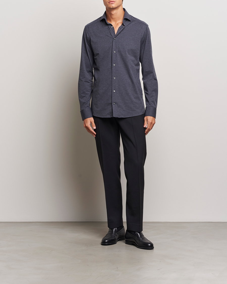 Homme |  | Eton | Slim Fit Four Way Stretch Shirt Dark Grey