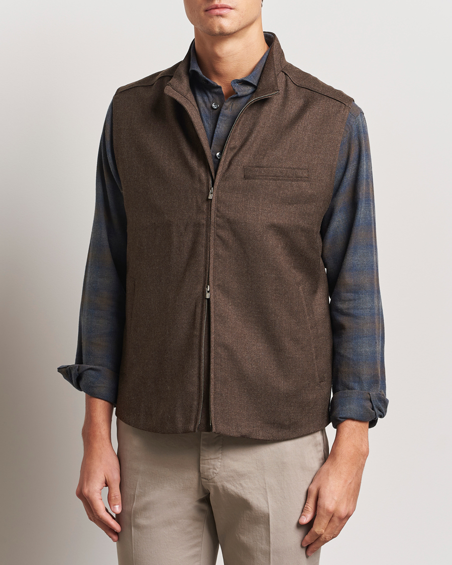 Homme |  | Eton | Wool Flannel Vest Dark Brown