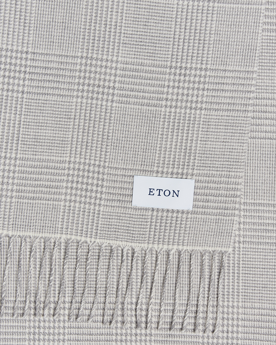 Homme |  | Eton | Merino Wool Prince Of Wales Scarf Grey