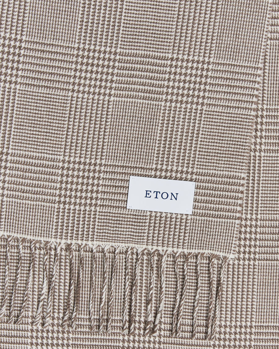 Homme |  | Eton | Merino Wool Prince Of Wales Scarf Beige