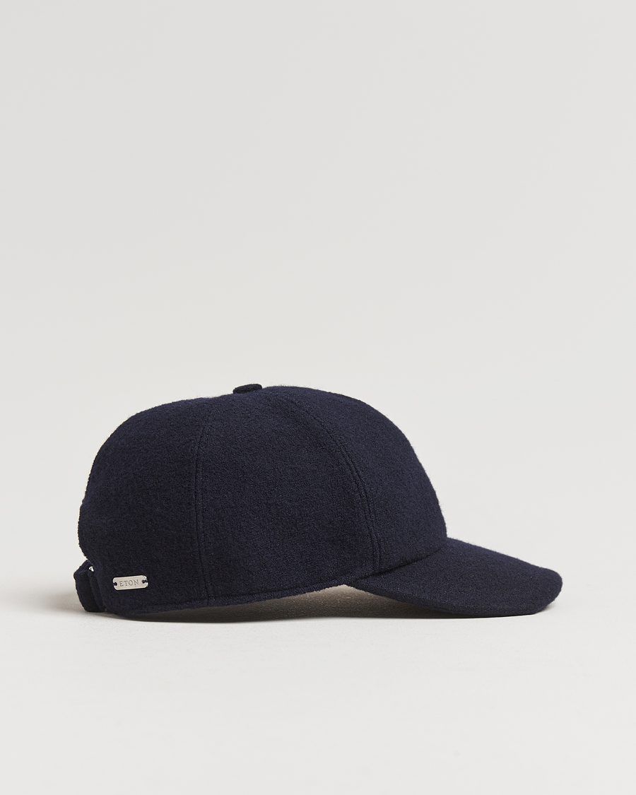 Homme |  | Eton | Boiled Wool Baseball Cap Navy Blue