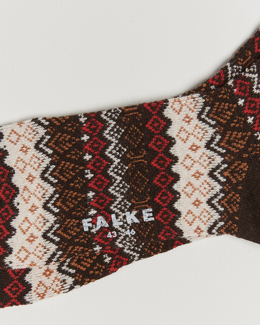 Homme |  | Falke | Aspen Fairisle Socks Dark Brown