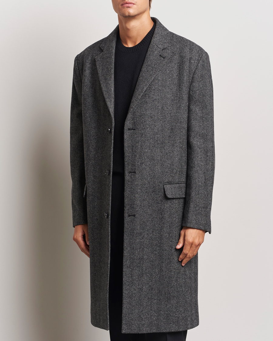 Homme |  | Filippa K | Relaxed Wool Crombie Coat Grey Herringbone