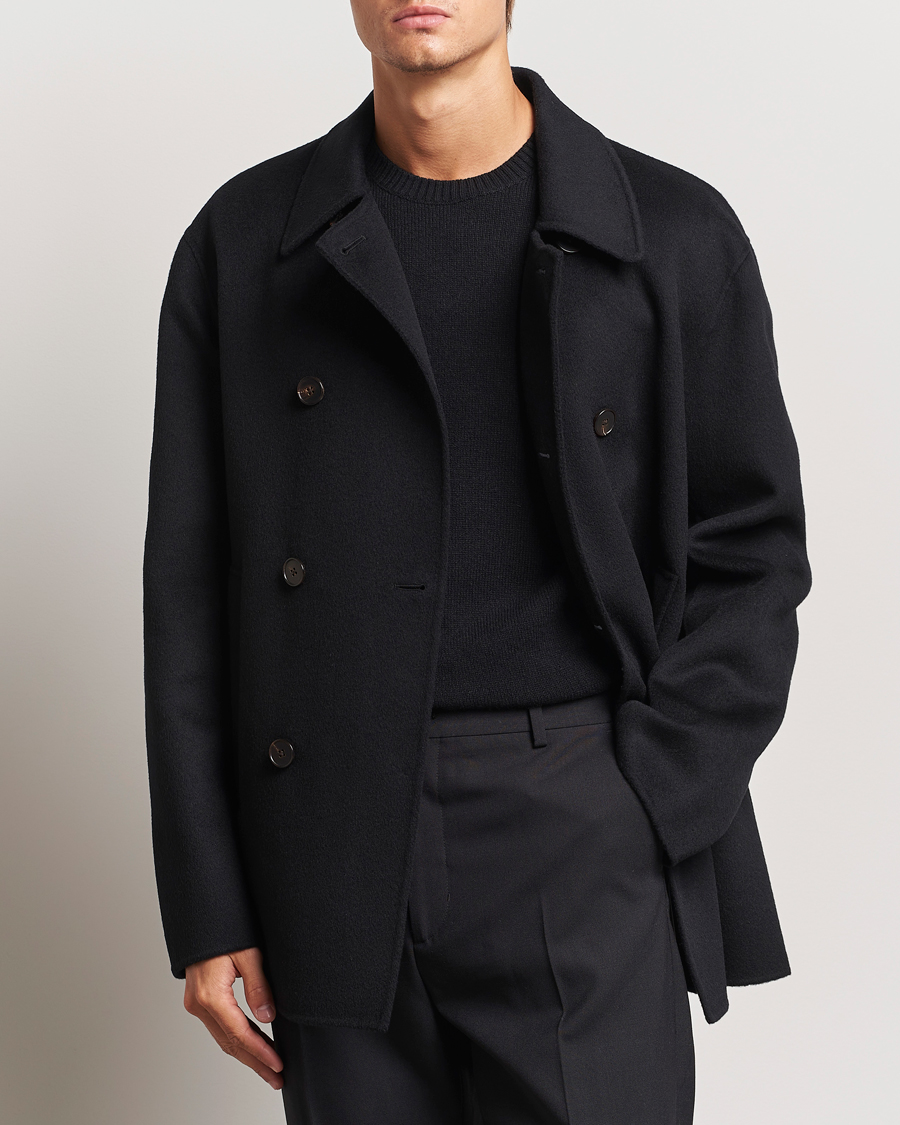 Homme | Cabans | Filippa K | Double Faced Wool Peacoat Black