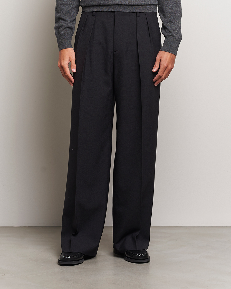 Homme |  | Filippa K | Wide Wool Trousers Black