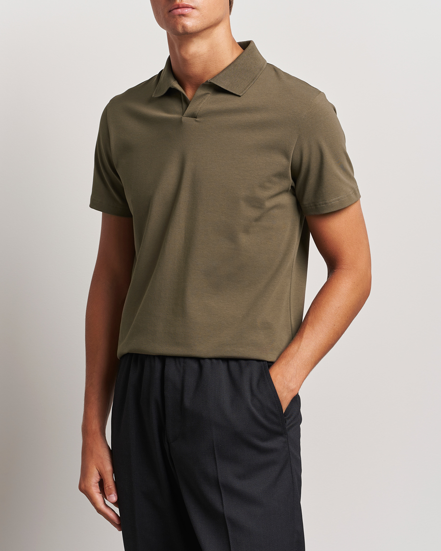 Homme | Polos | Filippa K | Soft Lycra Polo T-Shirt Dark Sage