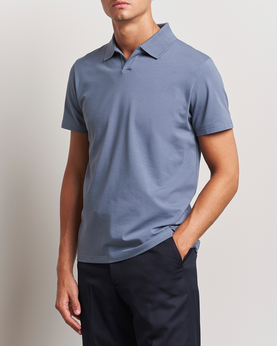 Homme |  | Filippa K | Soft Lycra Polo T-Shirt Grey Blue