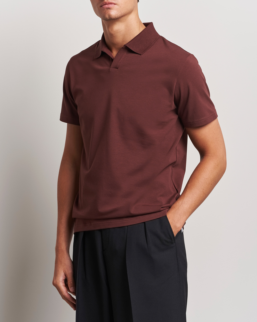 Homme |  | Filippa K | Soft Lycra Polo T-Shirt Mahogany Brown