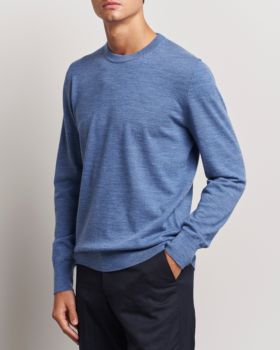Homme |  | Filippa K | Merino Round Neck Sweater Blue Melange