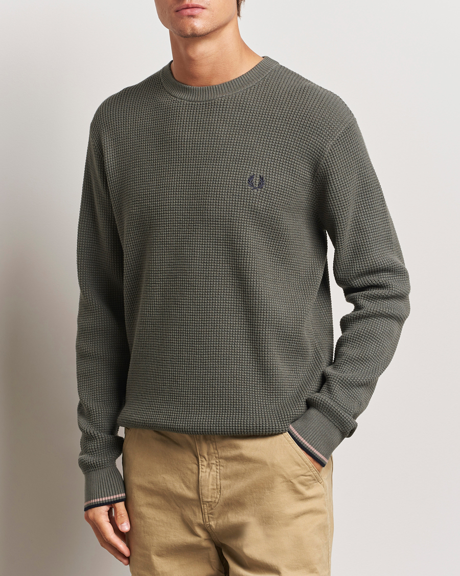 Homme |  | Fred Perry | Waffle Stitch Jumper Field Green