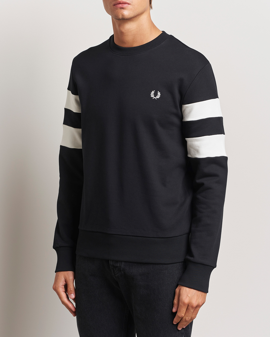 Homme |  | Fred Perry | Tipped Sleeve Crew Neck Sweatshirt Black