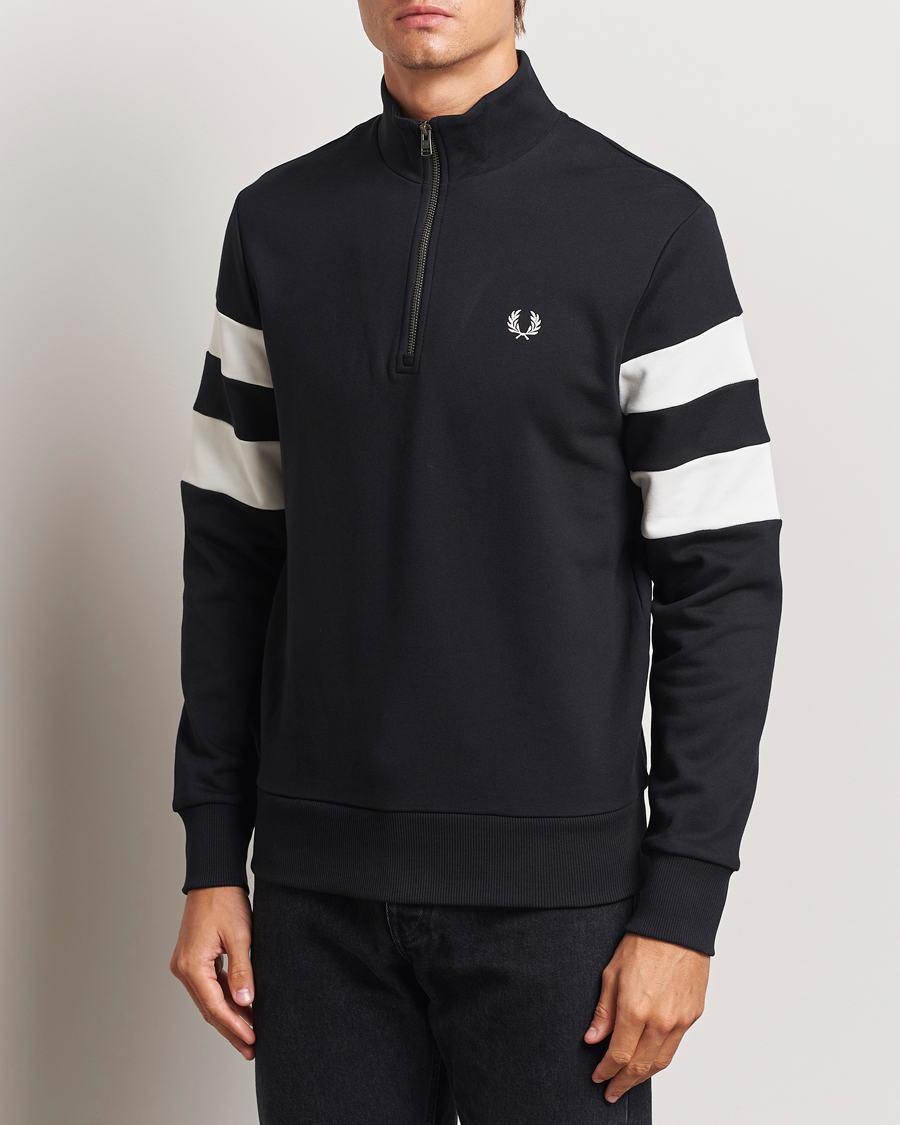 Homme | Half-zip | Fred Perry | Tipped Sleeve Half Zip Sweatshirt Black