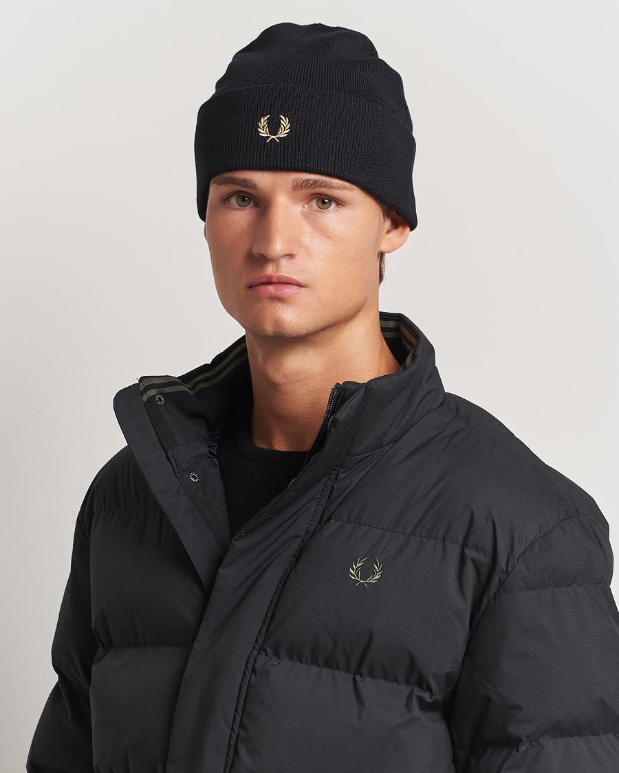 Homme |  | Fred Perry | Merino Wool Beanie Black