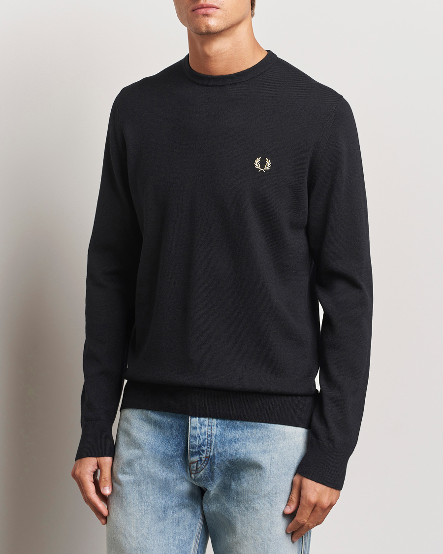 Homme |  | Fred Perry | Classic Crew Neck Jumper Black