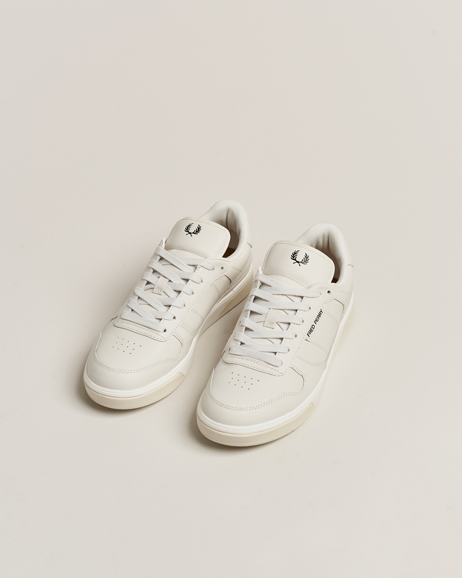 Homme |  | Fred Perry | B300 Textured Leather Sneaker White