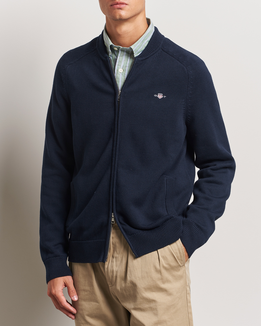 Homme |  | GANT | Casual Cotton Bomber Cardigan Evening Blue