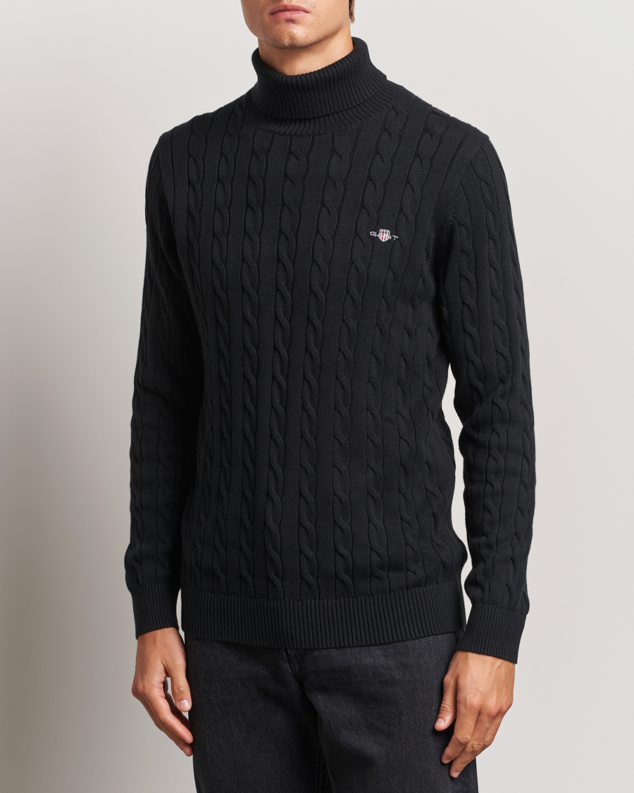 Homme |  | GANT | Cotton Cable Turtle Neck Black