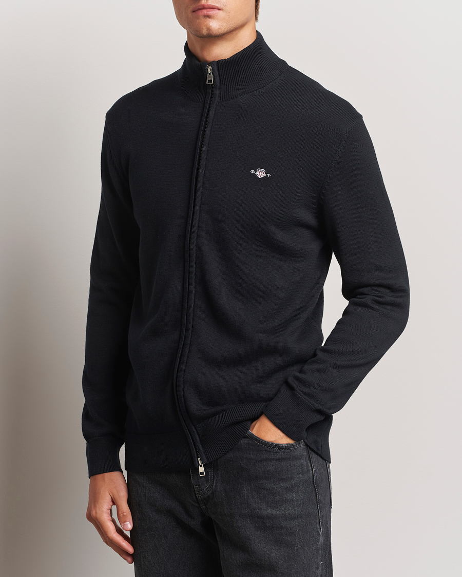 Homme |  | GANT | Cotton Full Zip Cardigan Black