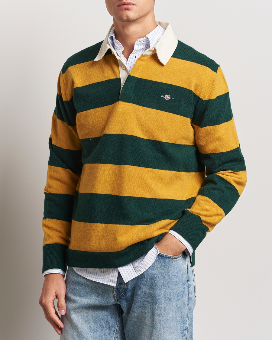 Homme |  | GANT | Extra Fine Lambswool Striped Rugger Tartan Green