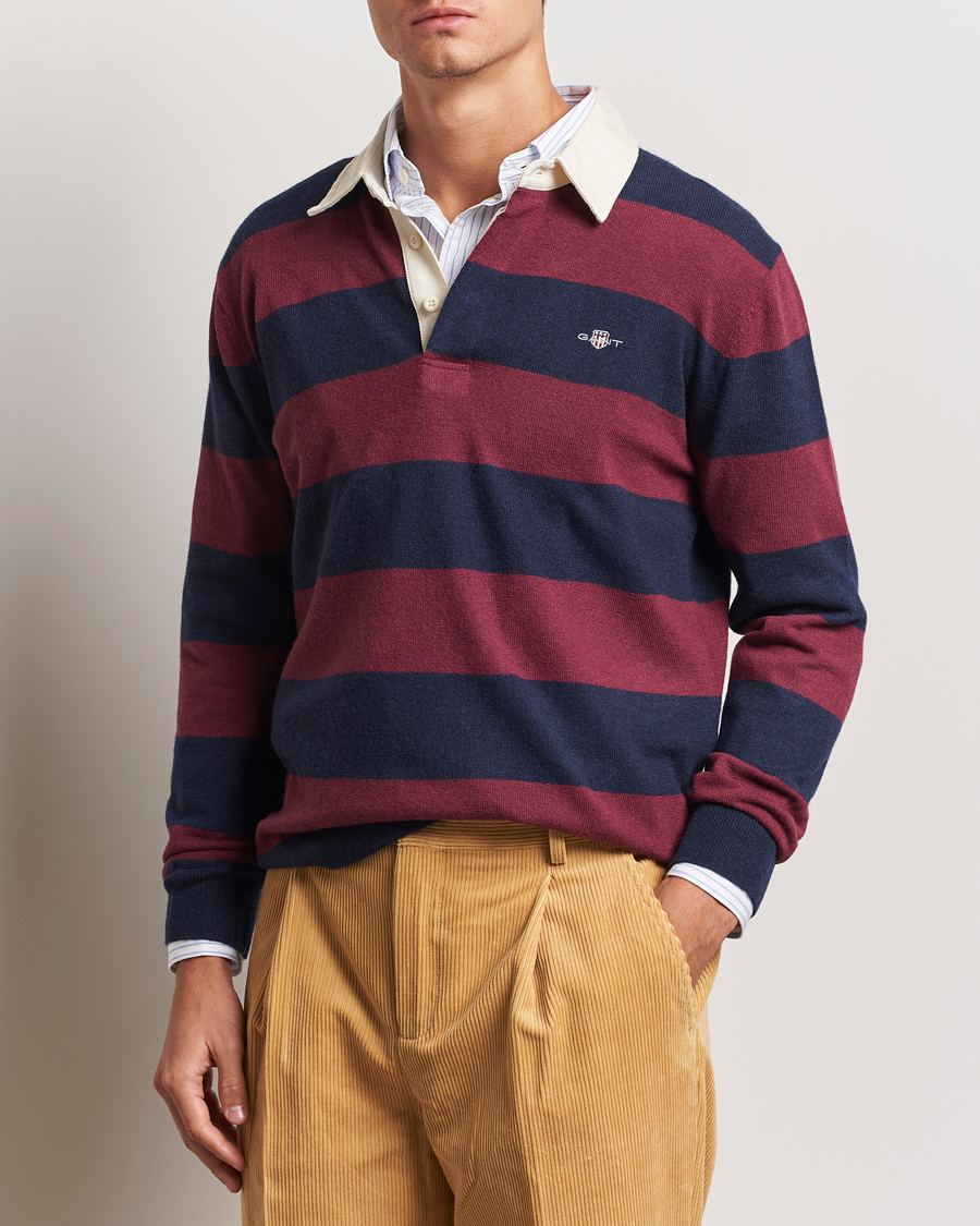 Homme |  | GANT | Extra Fine Lambswool Striped Rugger Marine