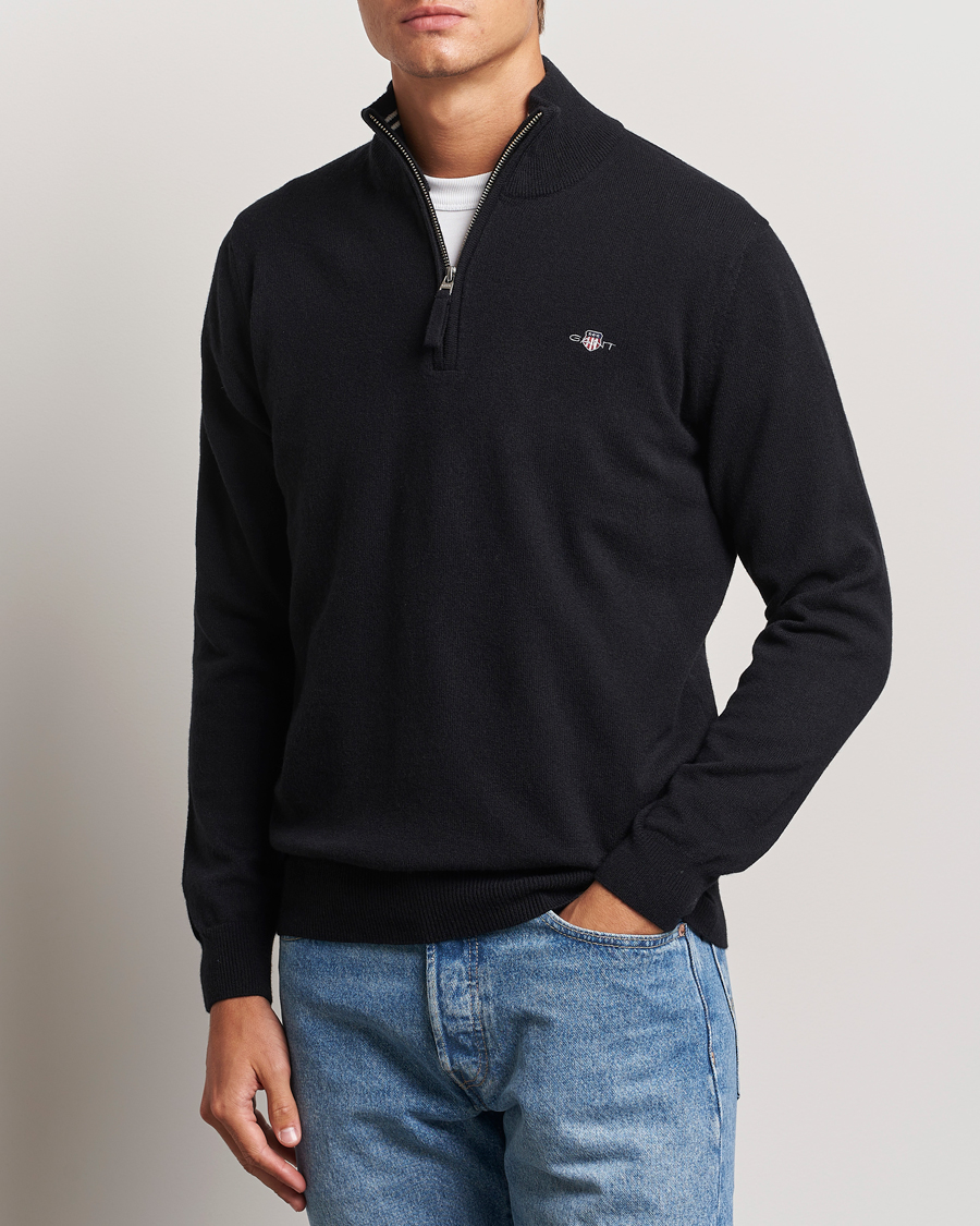 Homme |  | GANT | Lamsbwool Half Zip Black