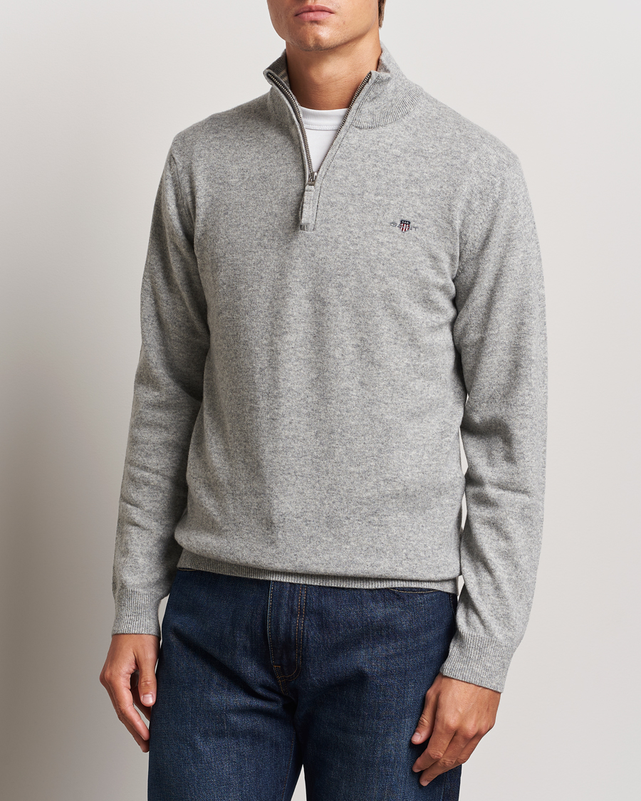 Homme |  | GANT | Lamsbwool Half Zip Grey Melange