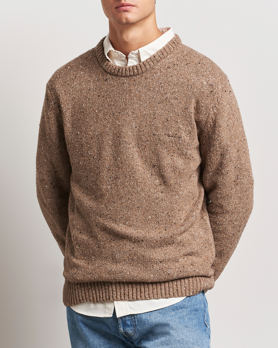 Homme |  | GANT | Neps Wool Crew Neck Brown Melange