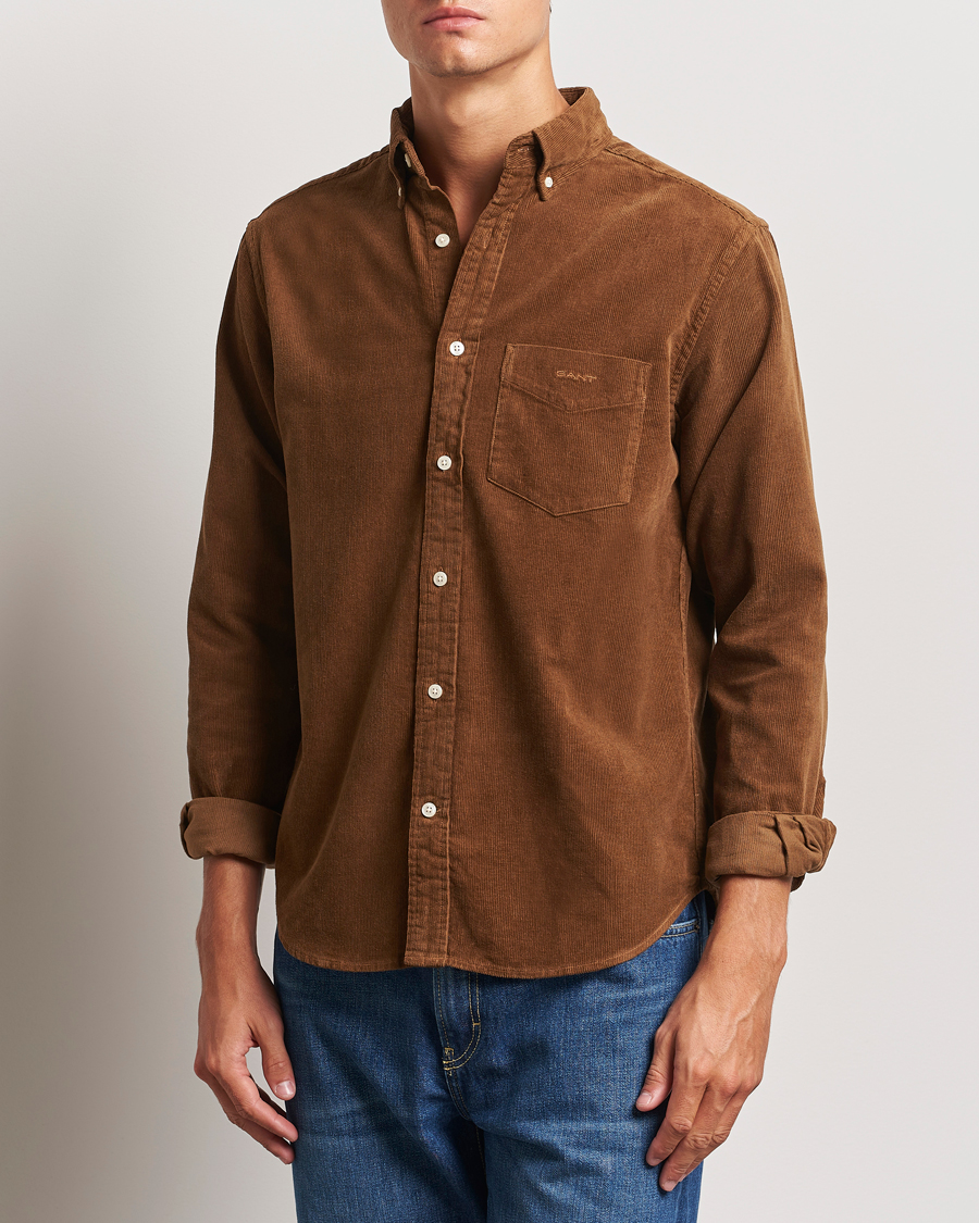 Homme |  | GANT | Regular Fit Corduroy Shirt Brown Melange