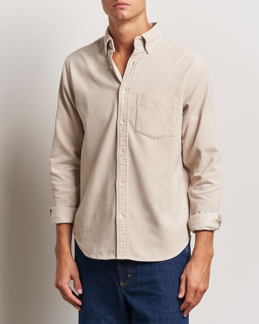 Homme |  | GANT | Regular Fit Corduroy Shirt Putty