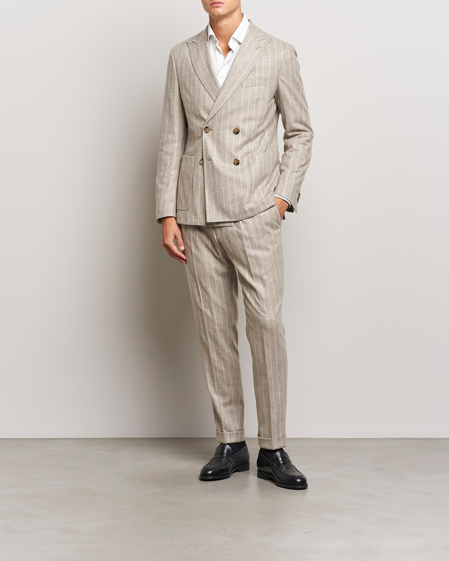 Homme |  | BOSS BLACK | Hanry Wool Pinstriped Suit Light Beige