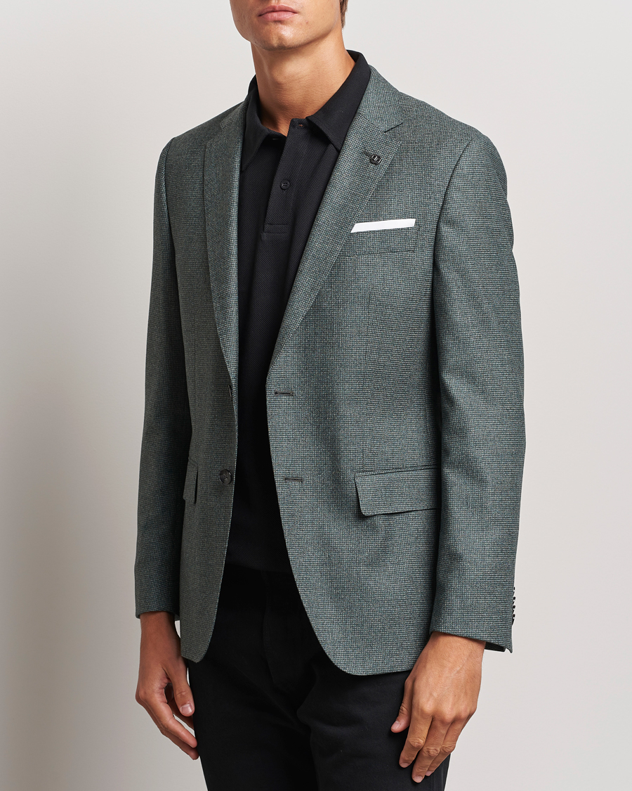 Homme |  | BOSS BLACK | Hutson Wool Dogtooth Blazer Light Green