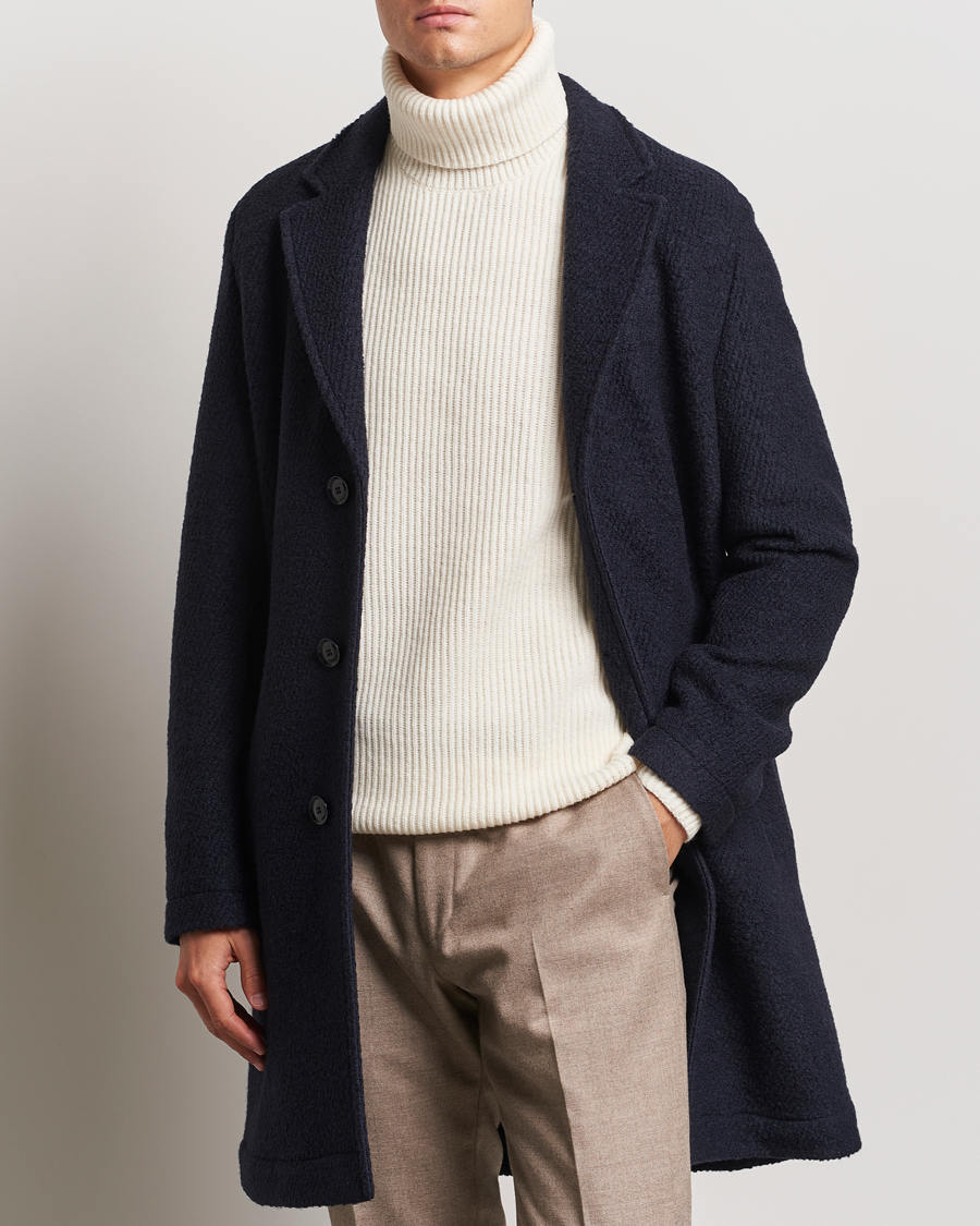 Homme | Jassen | BOSS BLACK | Hyde Structured Wool Coat Dark Blue